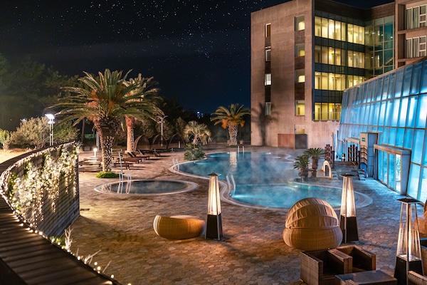 Indoor pool, outdoor pool, open 1:00 PM to 9:00 PM, cabanas (surcharge)