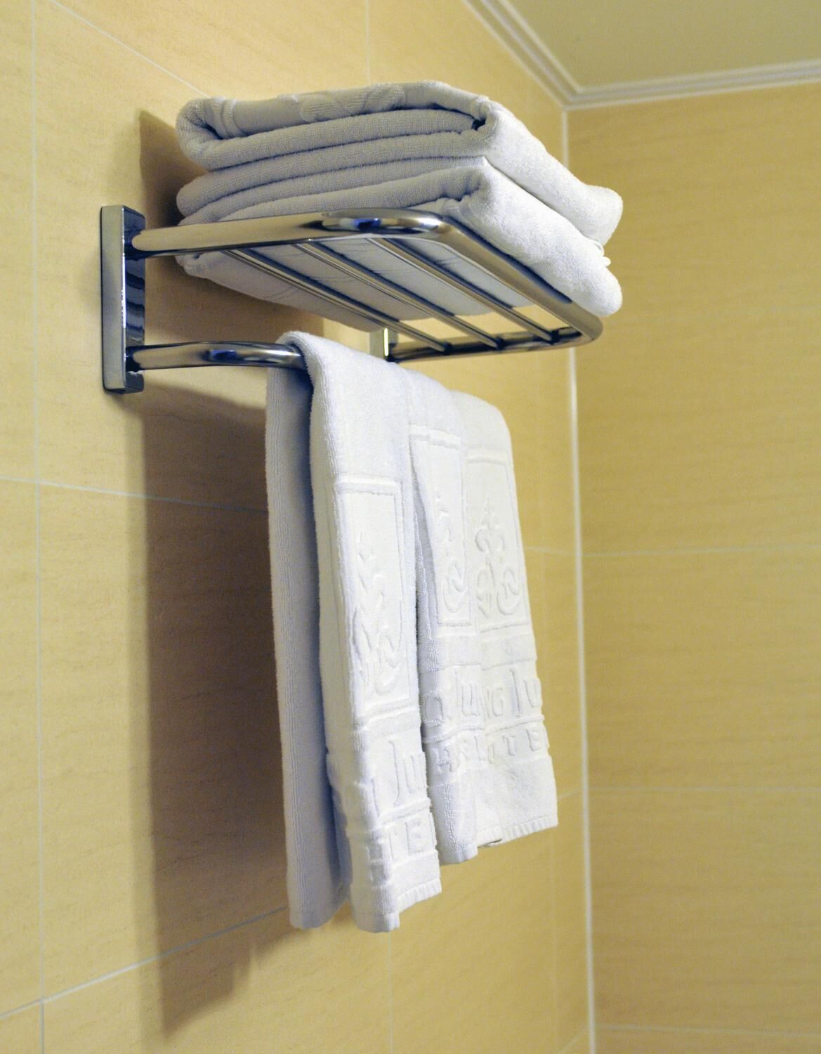 hair dryer, dressing gowns, slippers, towels