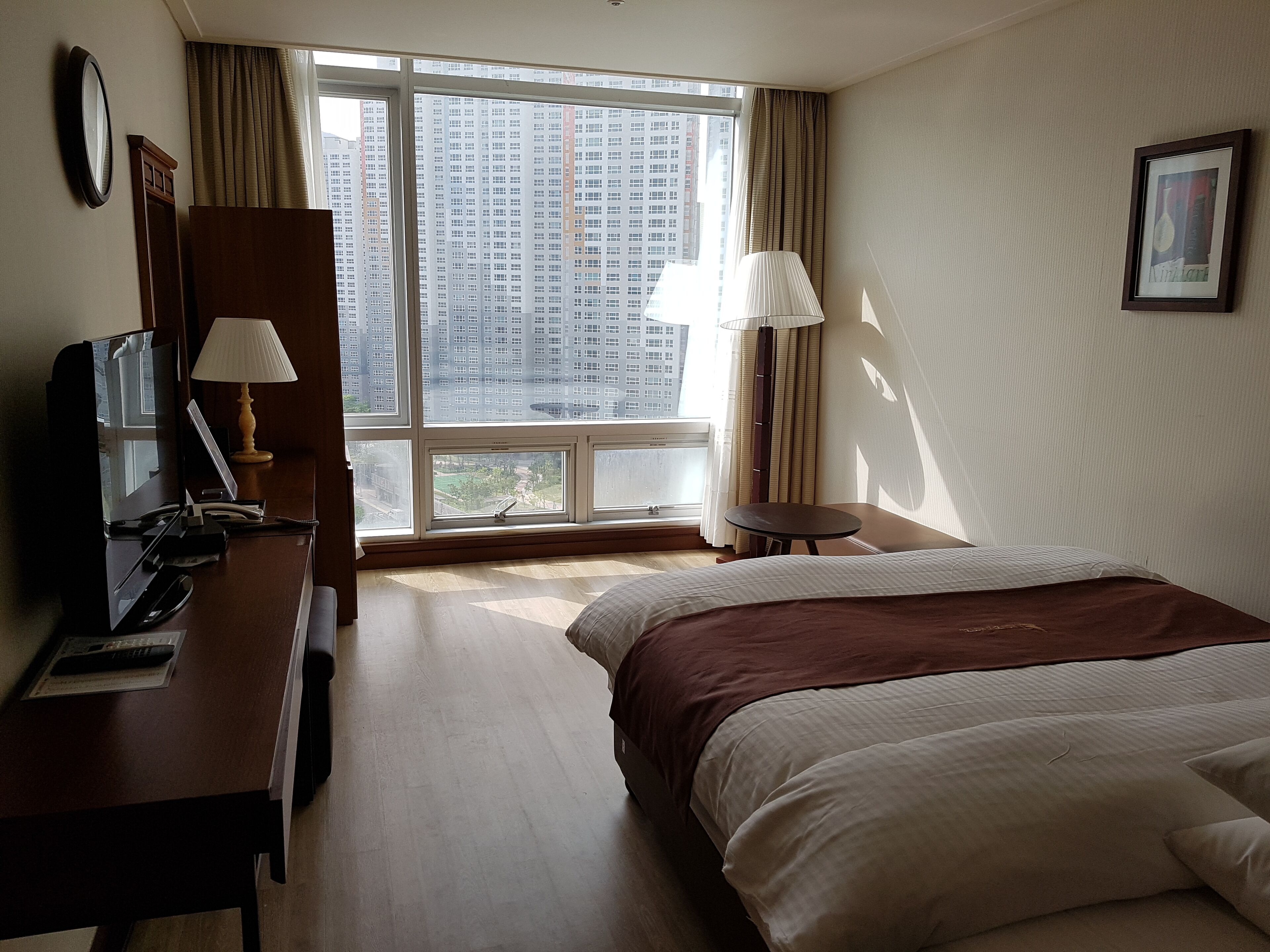 business city double | premium bedding, desk, iron/ironing board, free wired internet