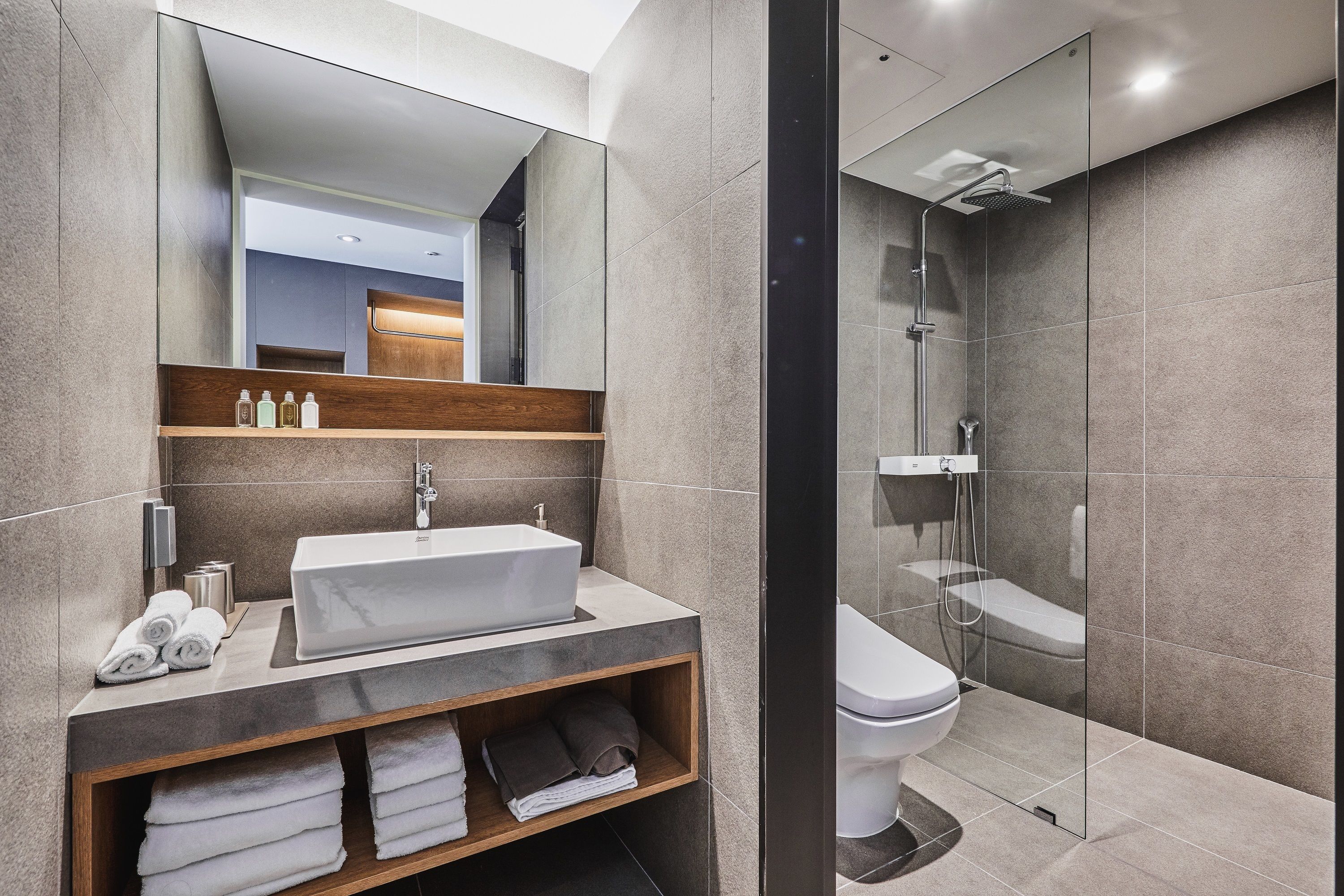 hair dryer, bathrobes, slippers, bidet