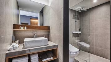 Hair dryer, bathrobes, slippers, bidet