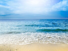 Private beach, sun loungers, beach volleyball, kayaking