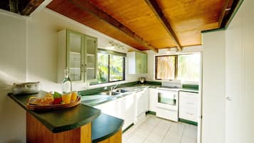 Family Villa, 2 Bedrooms, Partial Ocean View | Private kitchen | Fridge, microwave, electric kettle, toaster