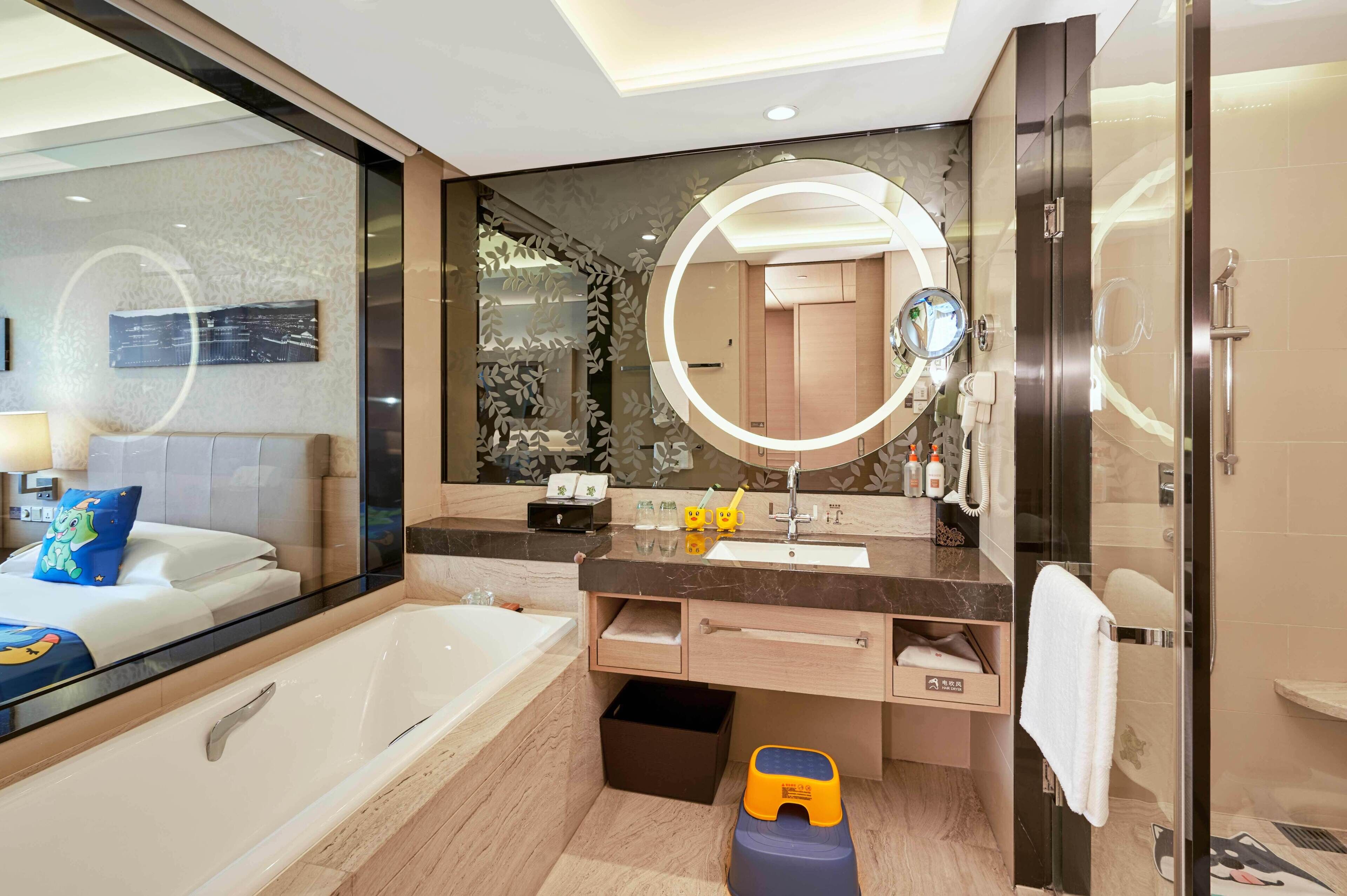Premium Room, 2 Double Beds, Garden View (Kids Theme) | Bathroom | Separate bathtub and shower, deep-soaking bathtub, rainfall showerhead