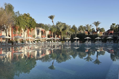 3 outdoor pools, pool umbrellas, pool loungers. Iberostar Waves Club Palmeraie Marrakech -All Inclusive
