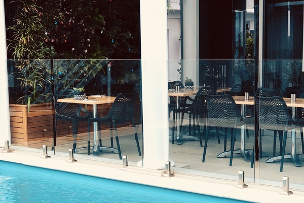 Outdoor pool, pool loungers