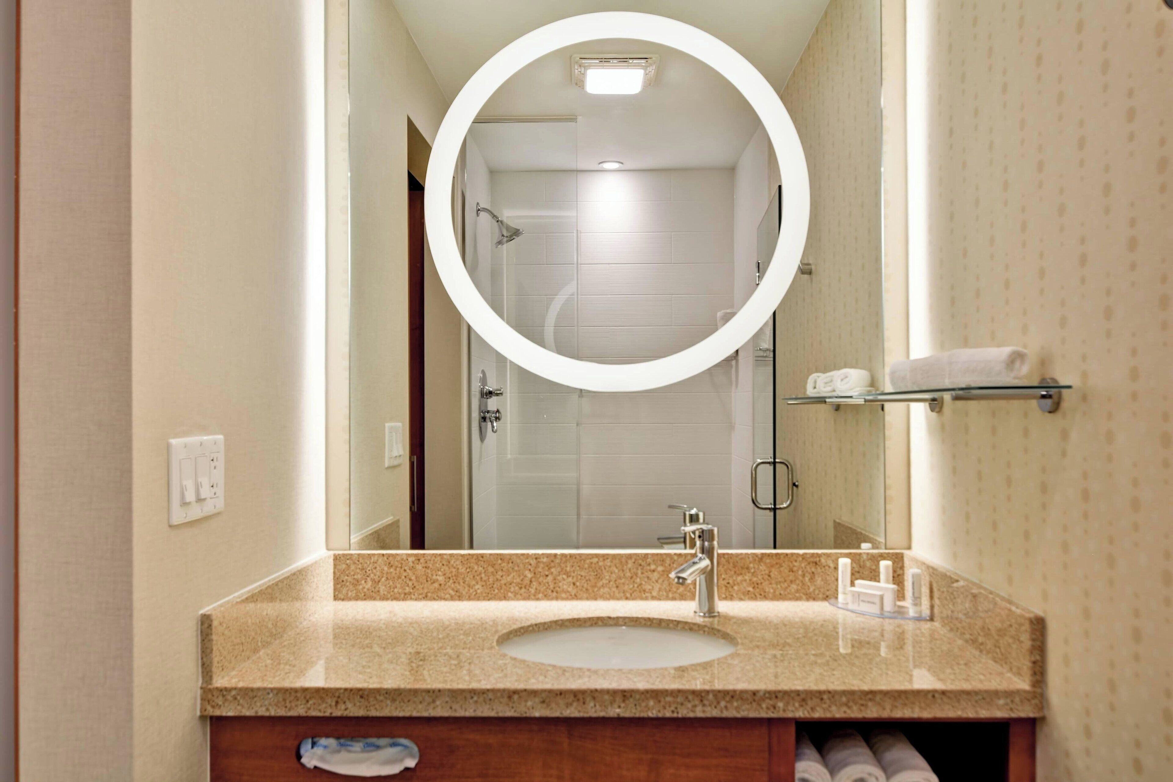 premium bedding, desk, blackout curtains, iron/ironing board