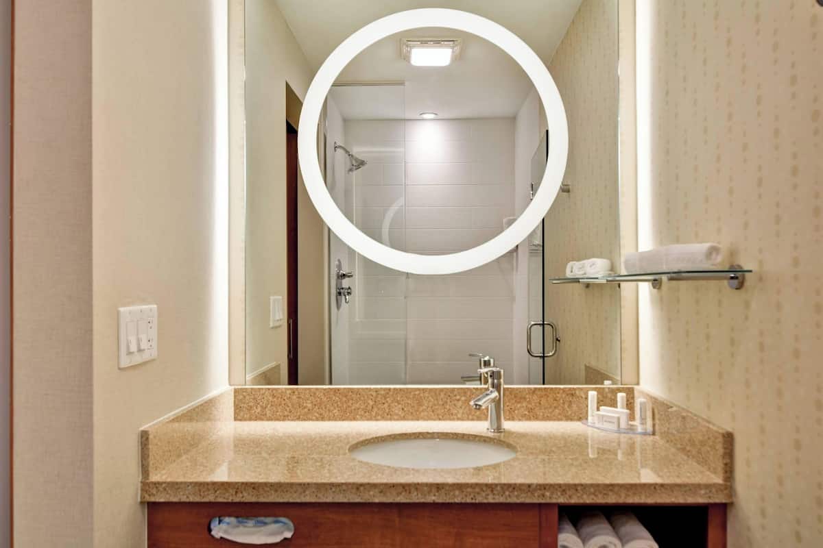 premium bedding, desk, blackout curtains, iron/ironing board