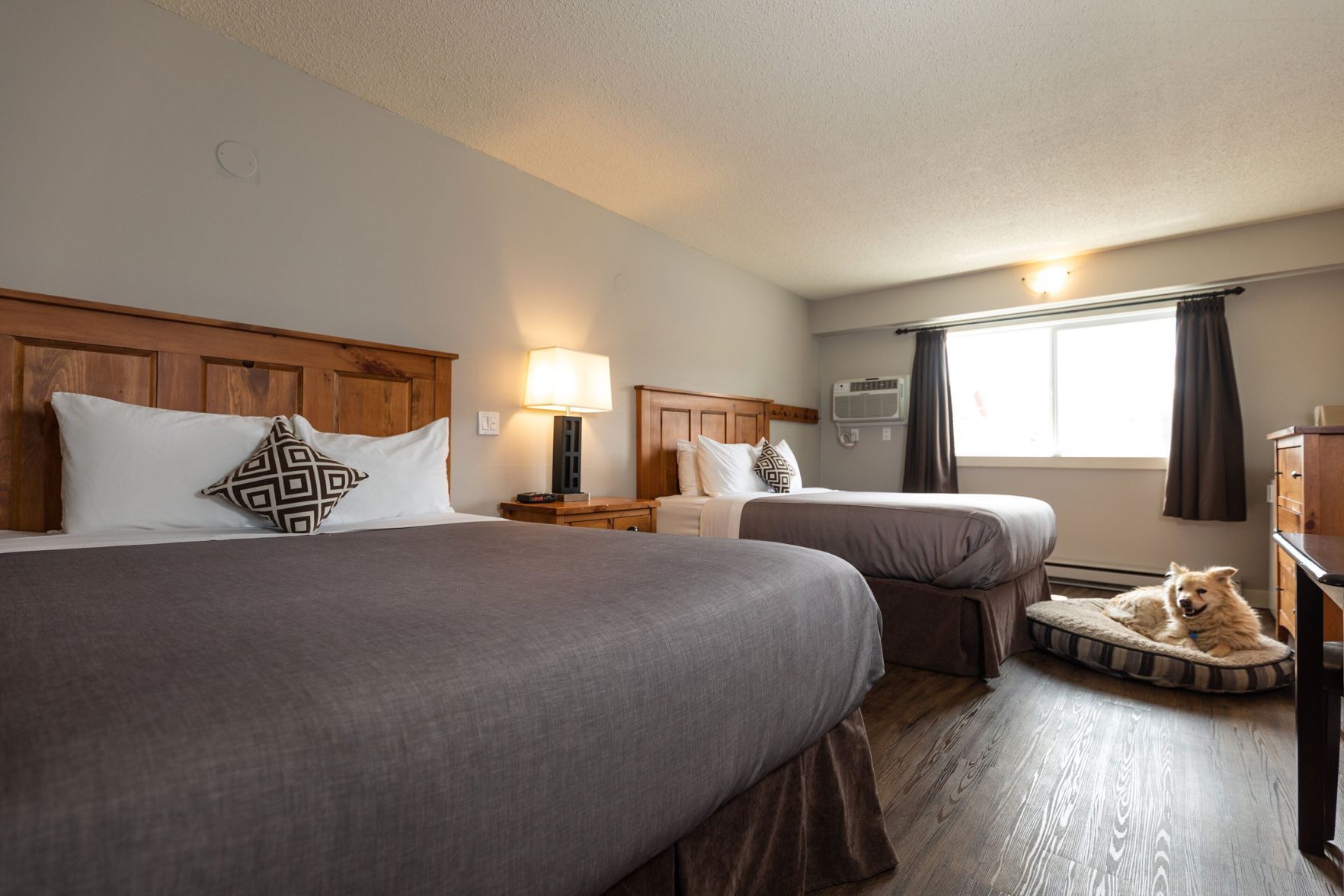 Premium bedding, down comforters, pillowtop beds, laptop workspace