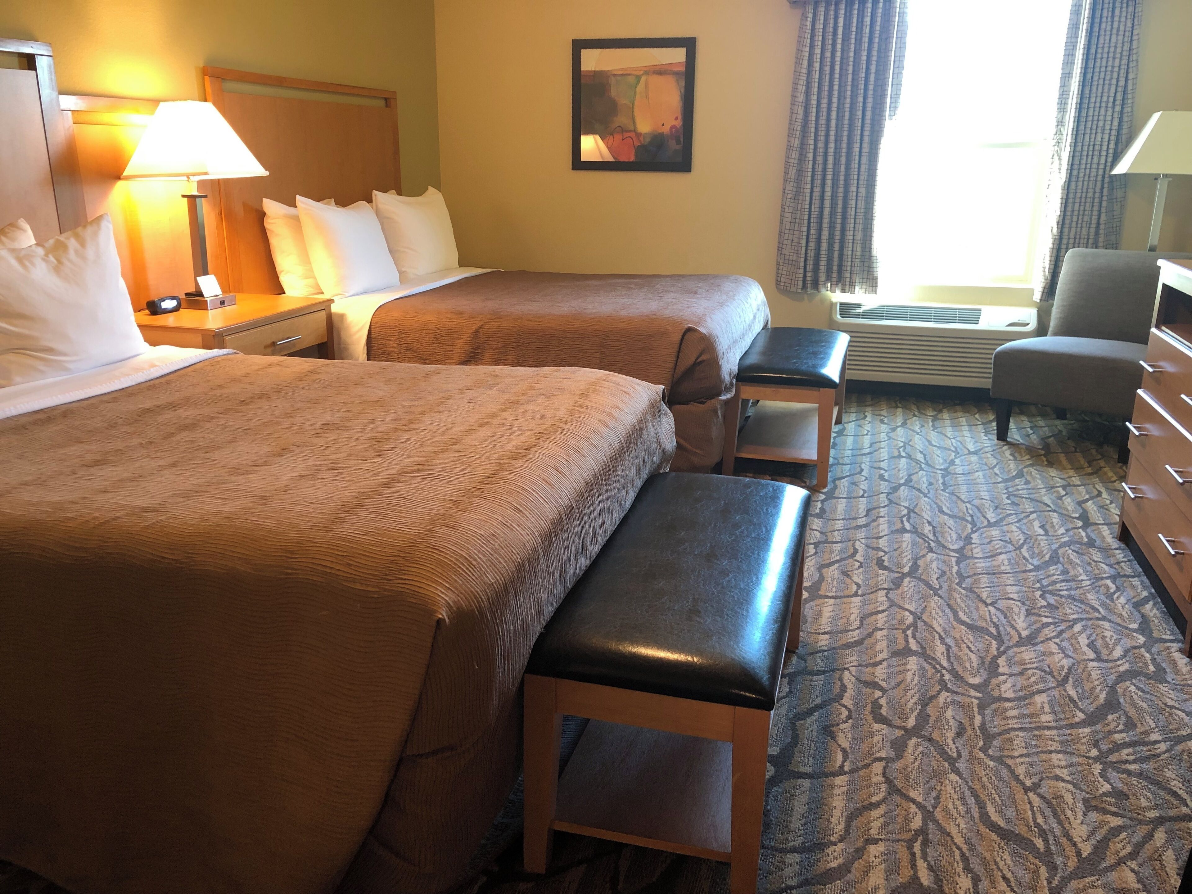 deluxe studio suite, 2 queen beds | 1 bedroom, premium bedding, desk, blackout curtains