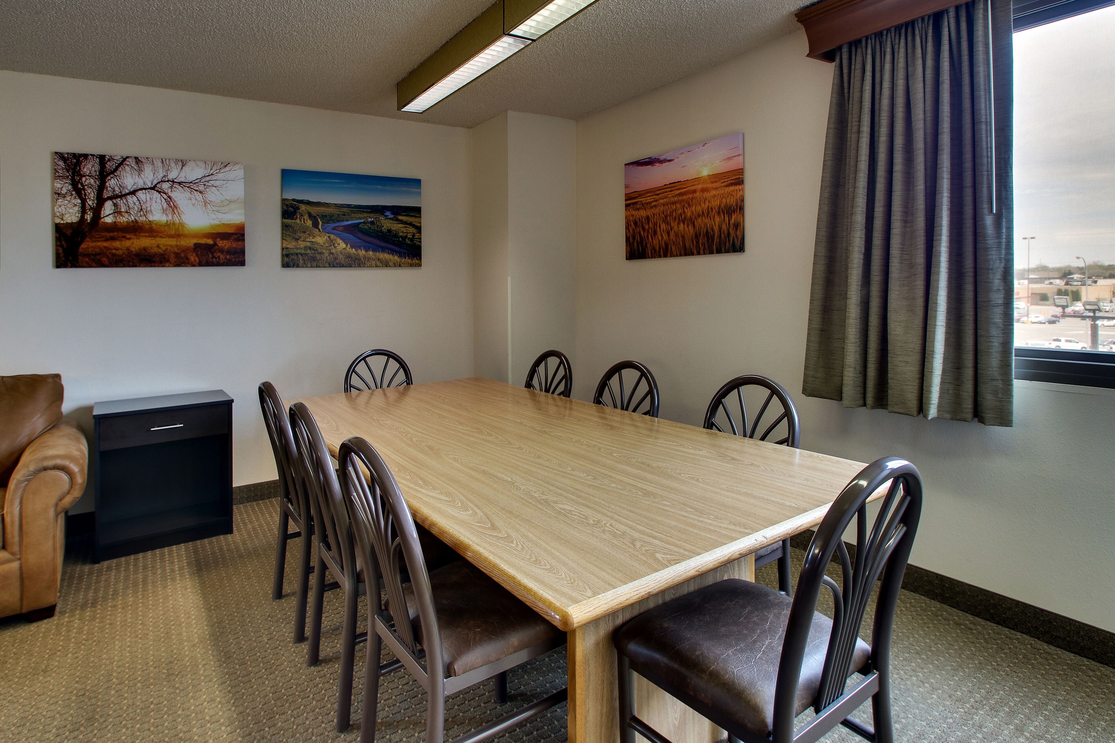 suite | desk, laptop workspace, blackout curtains, iron/ironing board