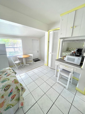 Family Cabin, Kitchen, Partial Ocean View | Living area | 24-inch LCD TV with cable channels, TV