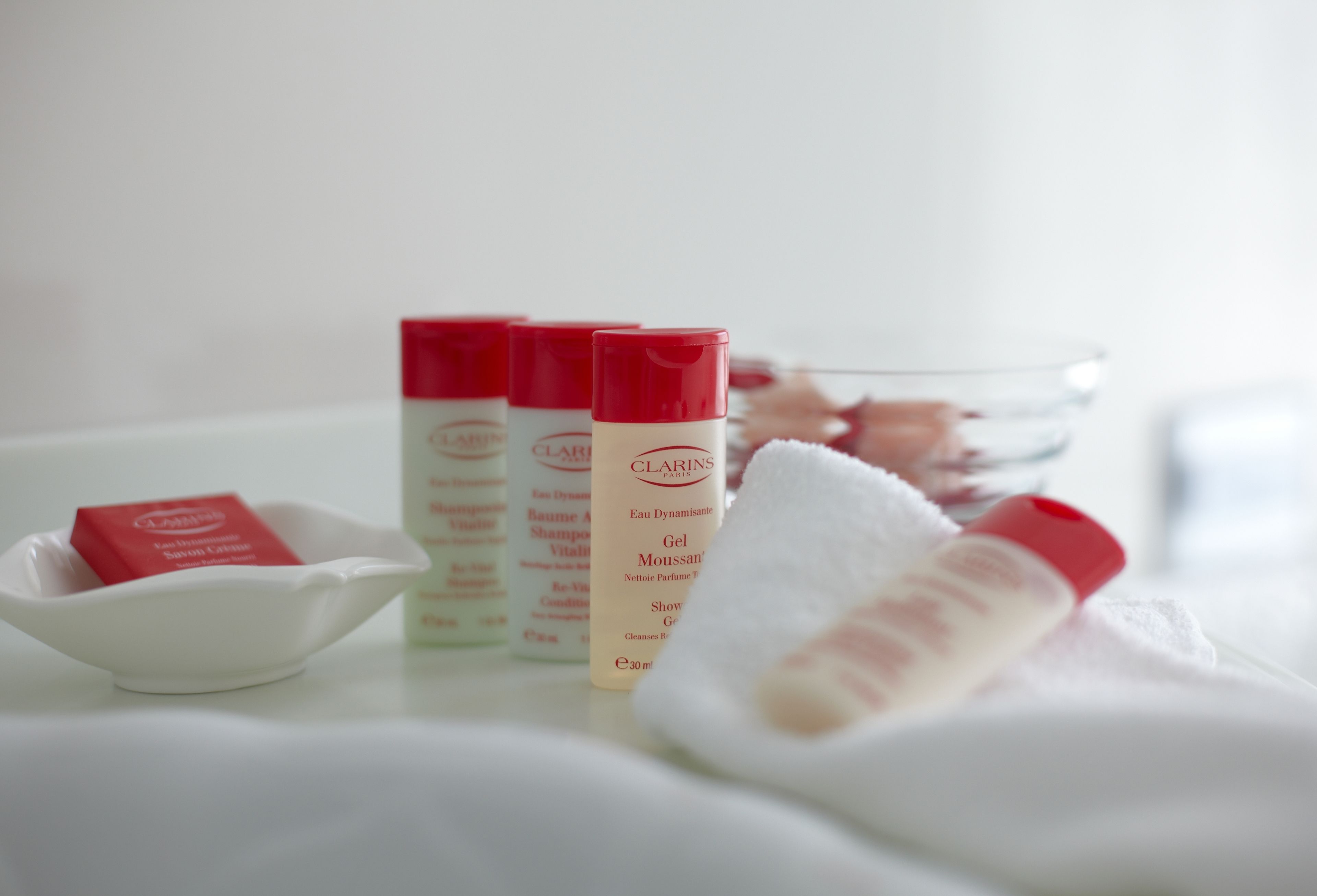 combined shower/bathtub, free toiletries, hair dryer, bathrobes