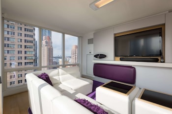 Penthouse, 1 King Bed (VIP) | In-room safe, desk, laptop workspace, blackout drapes at YOTEL New York Times Square