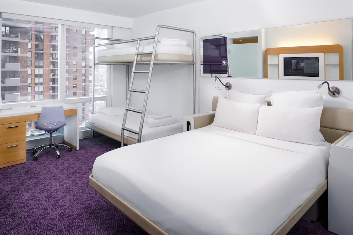 Junior Suite, Multiple Beds, Accessible (Mobility & Hearing, Roll-In Shower) | In-room safe, desk, laptop workspace, blackout drapes