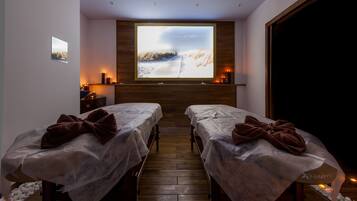 Salas para tratamentos a dois, sauna seca, sauna a vapor