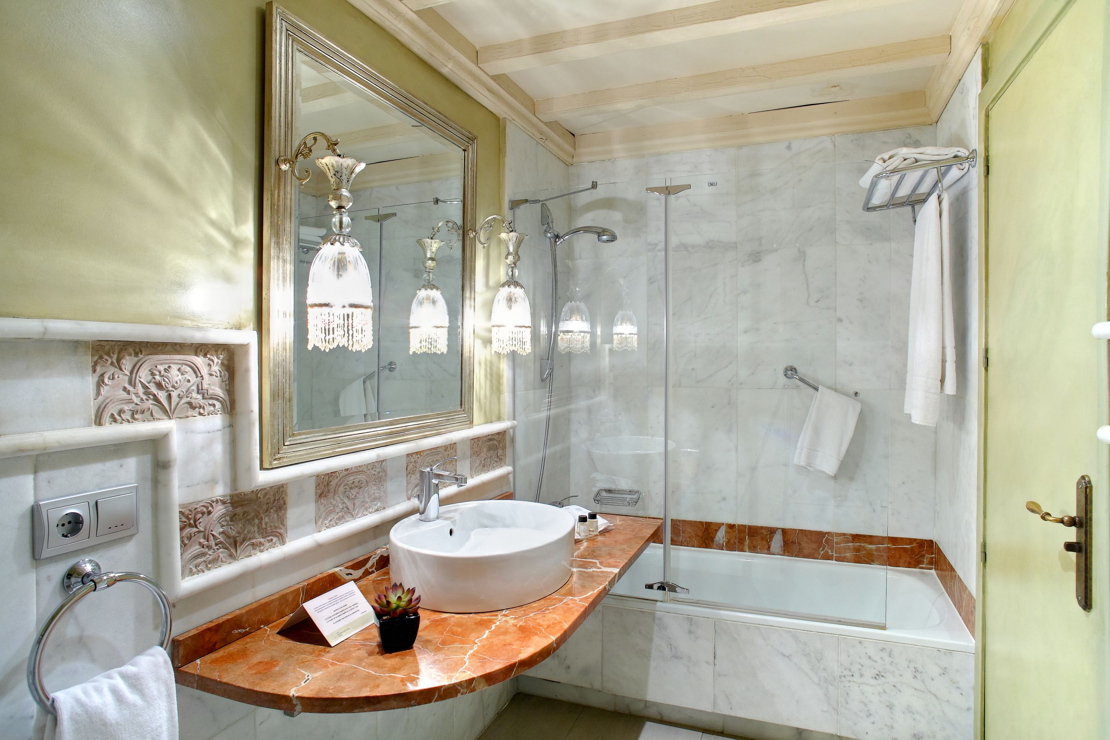 free toiletries, hair dryer, towels