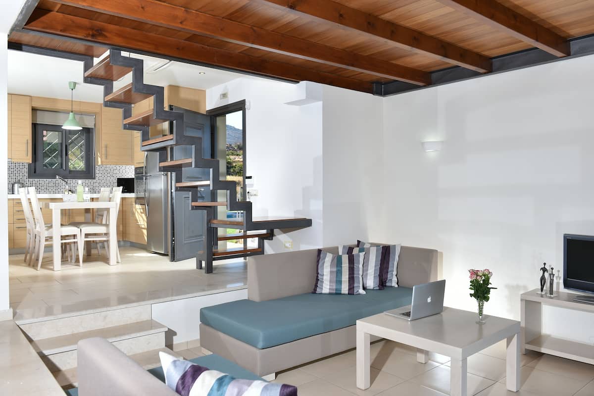 villa with shared pool - athina | living area | flat-screen tv