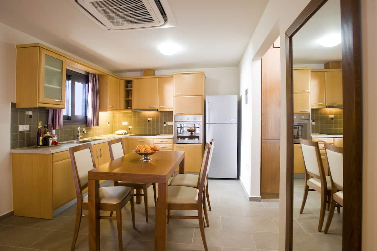 deluxe villa, private pool (elais) | private kitchen | full-sized fridge, microwave, oven, stovetop