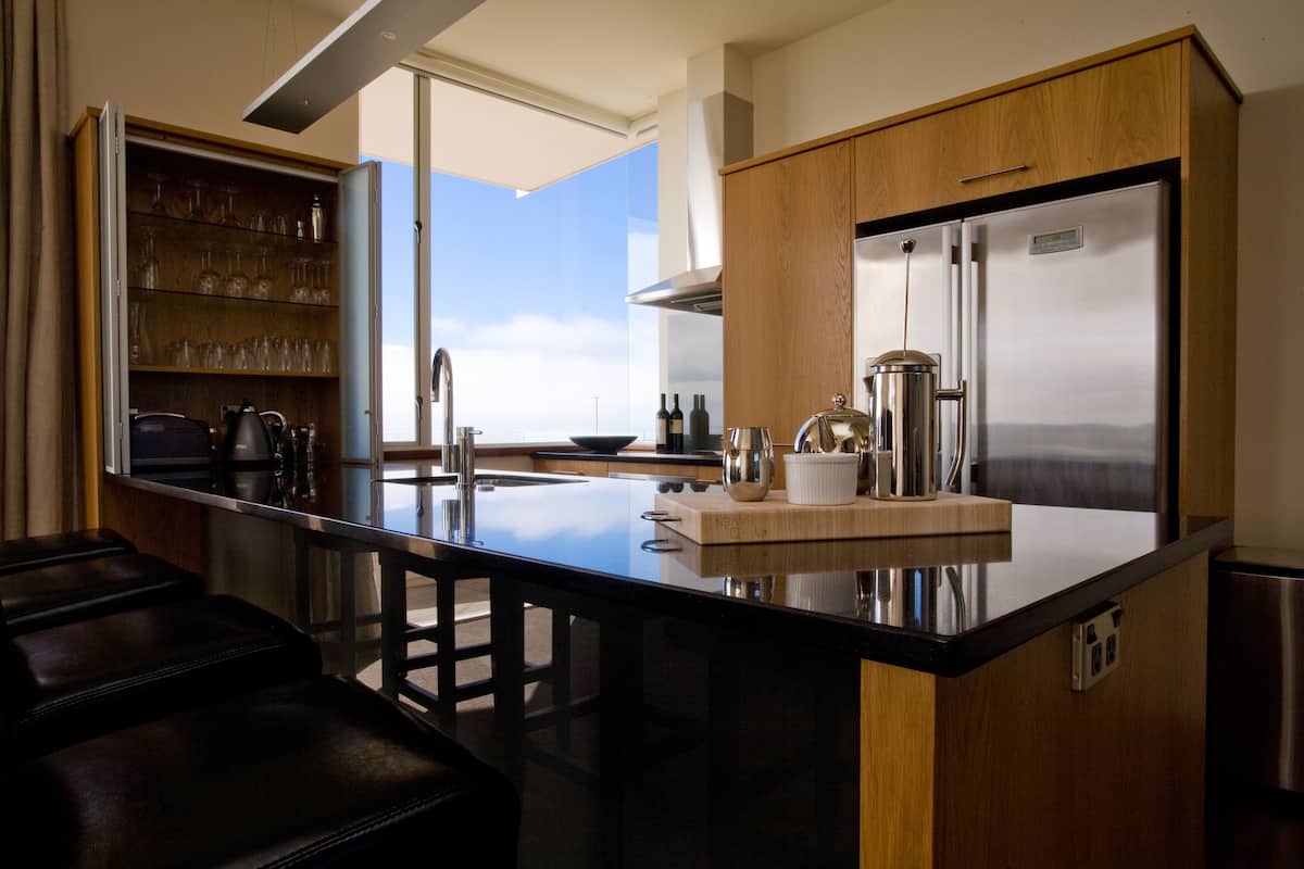 cape view penthouse | private kitchen | fridge, coffee/tea maker, cookware/dishes/utensils