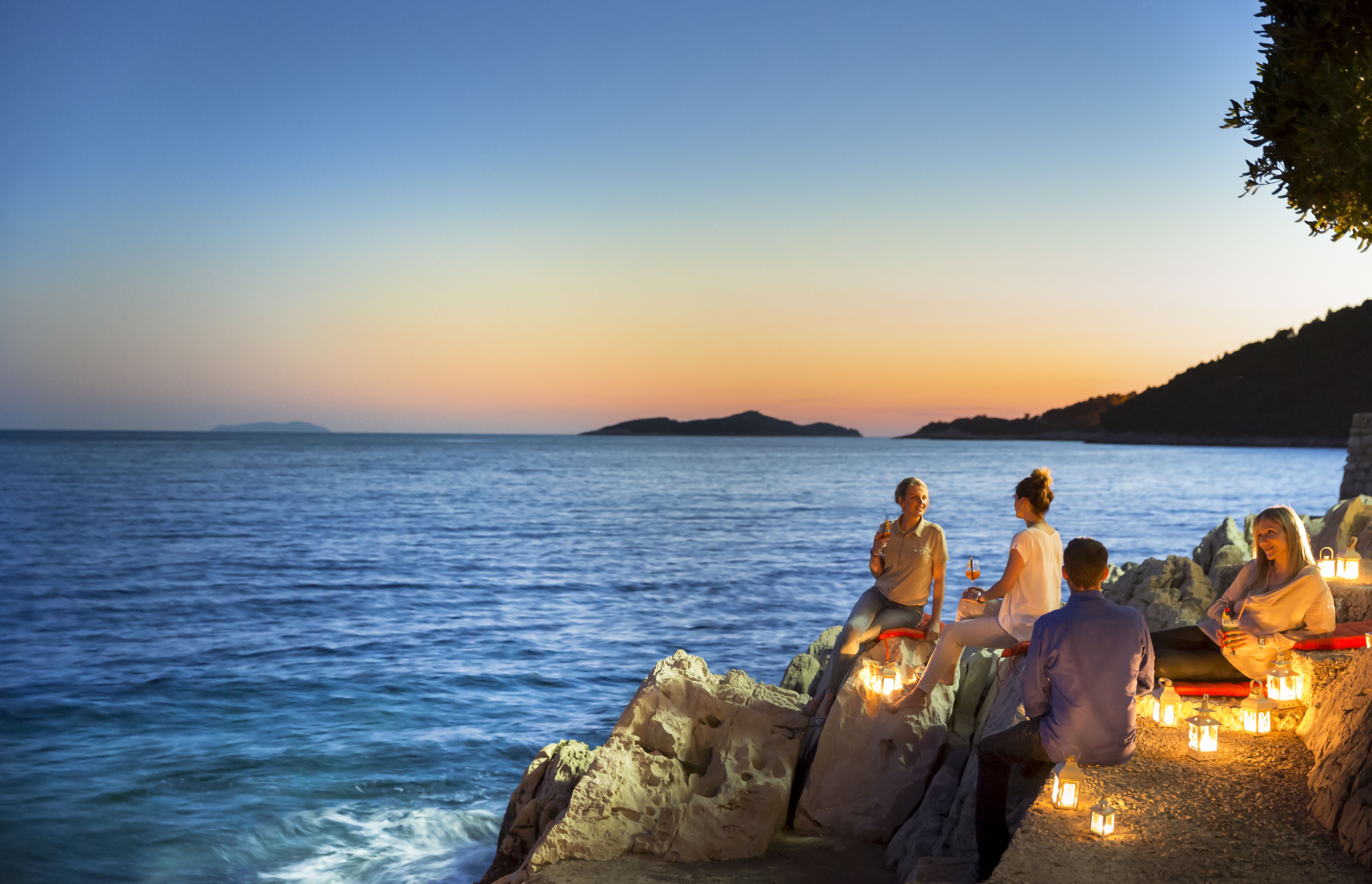 on the beach, sun-loungers, beach umbrellas, beach towels