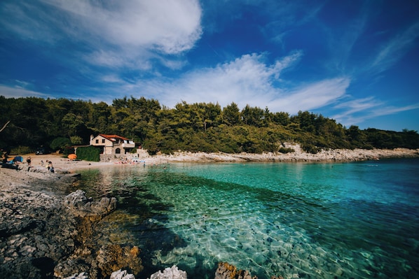Vue sur la plage ou lâocĂ©an