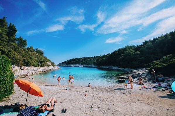 Beach nearby, free beach shuttle, sun loungers