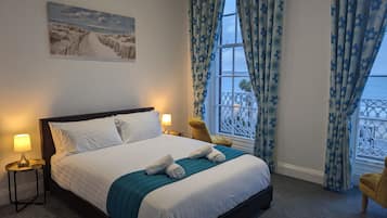 Superior Double Room, Beach View | Desk, iron/ironing board, bed sheets
