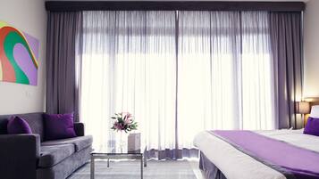 Pillow-top beds, minibar, in-room safe, desk