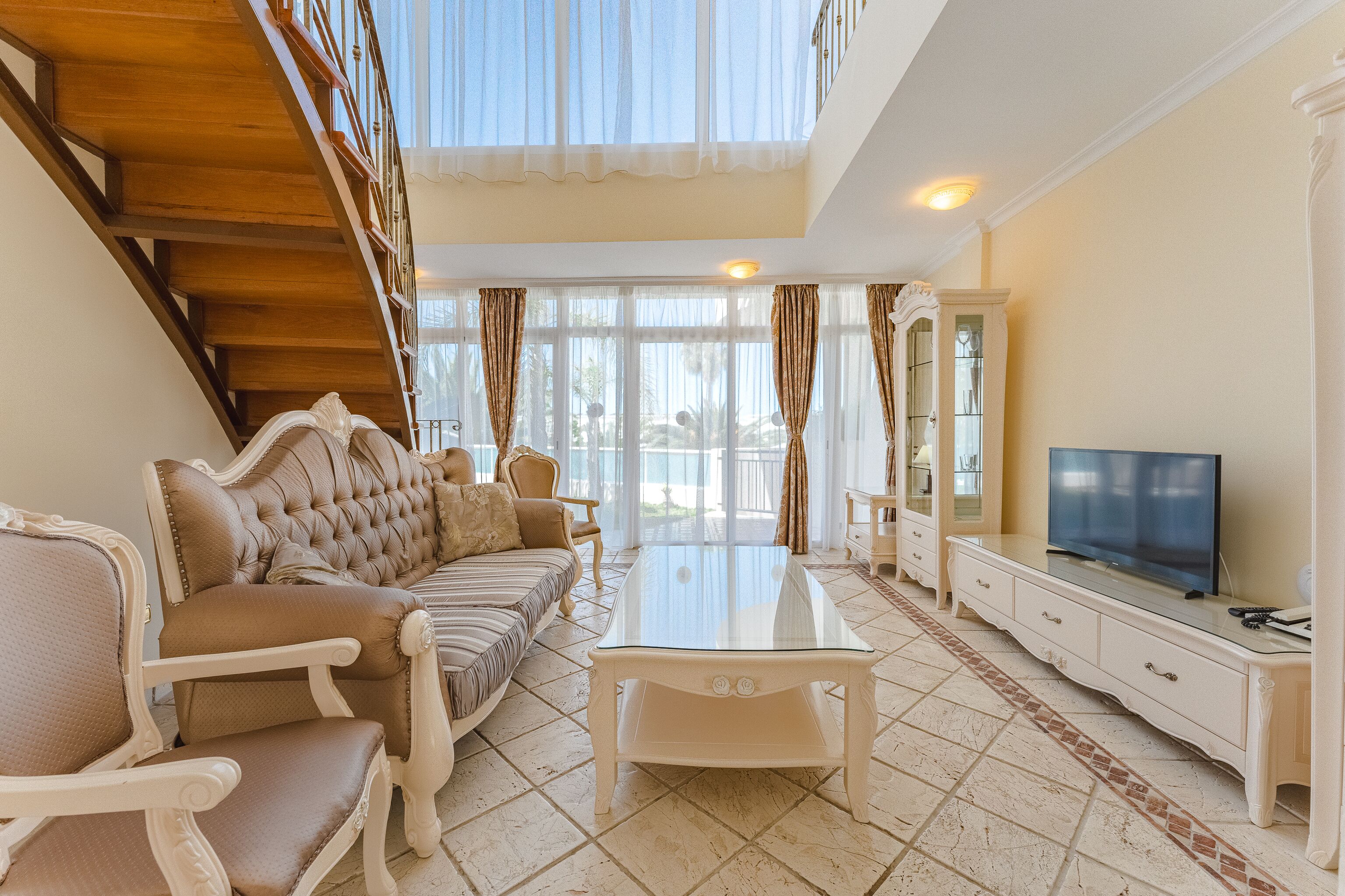 Deluxe Suite, 2 Bedrooms, Private Pool | Living area | Flat-screen TV