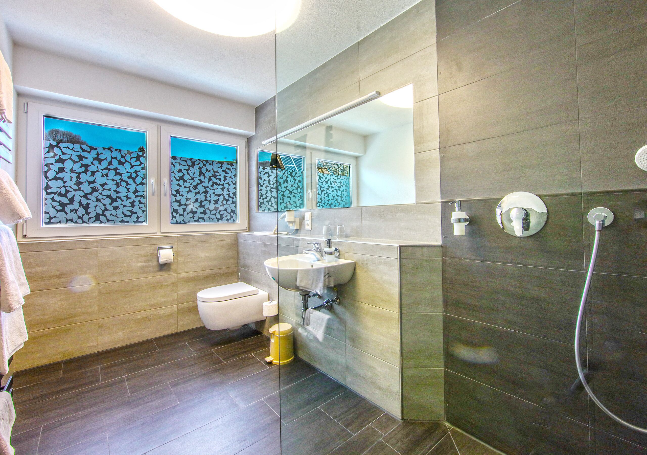 comfort double room | bathroom | shower, hair dryer, towels