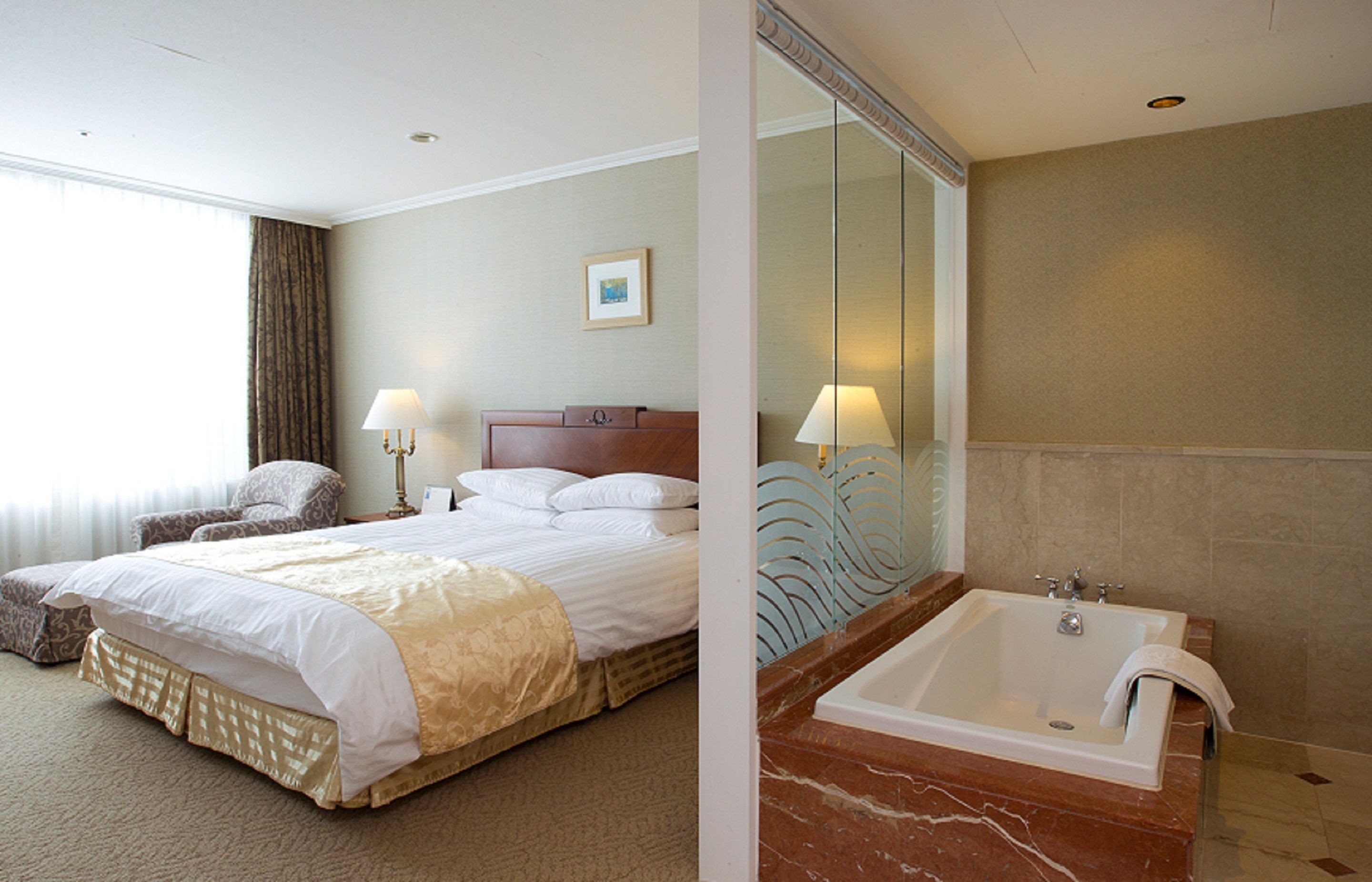 combined shower/bathtub, free toiletries, hair dryer, slippers