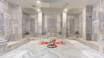 Turkish bath/hammam, body treatments, body wraps, facials, massages