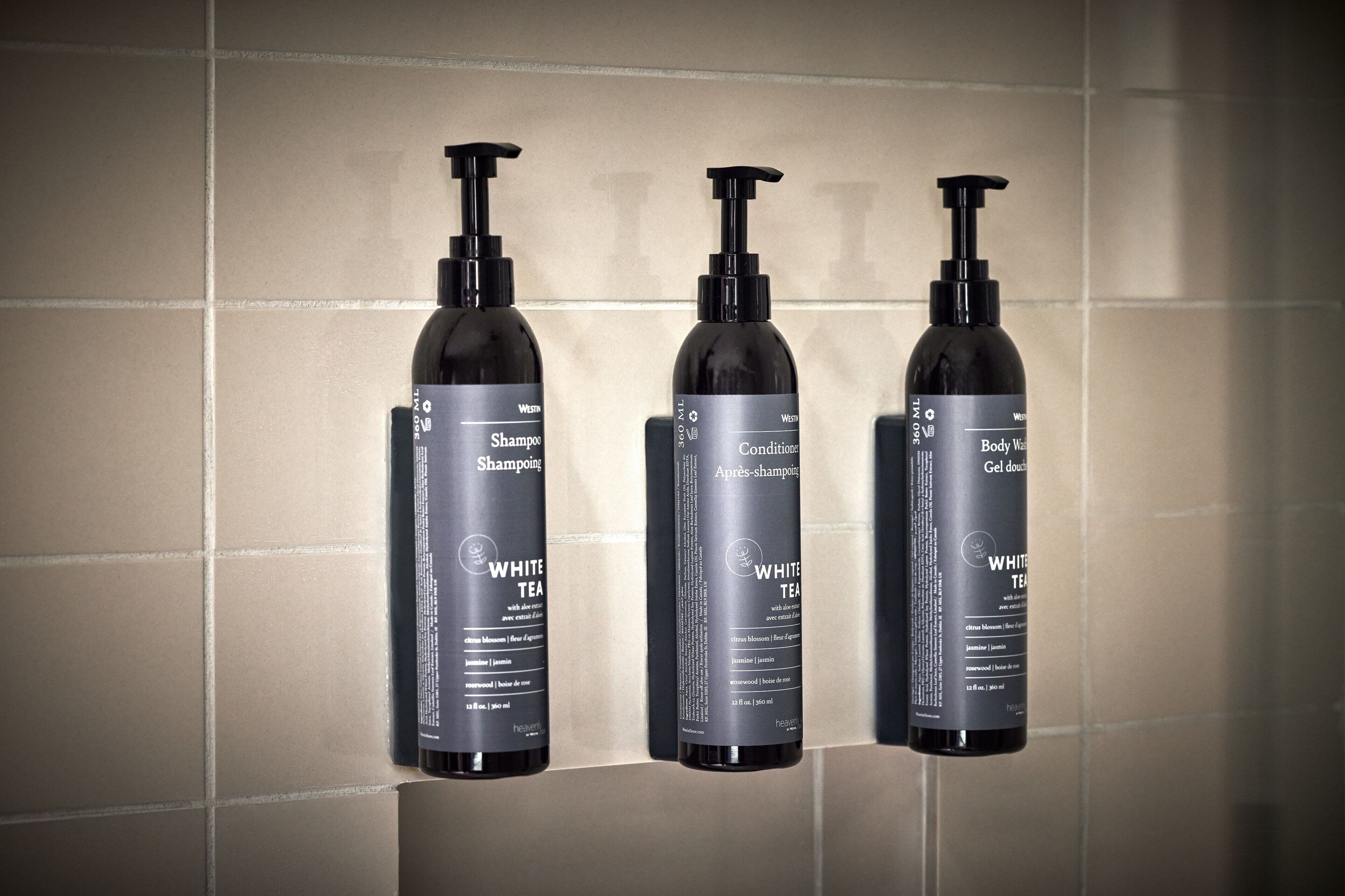 rainfall showerhead, free toiletries, hair dryer, bathrobes