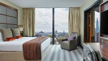 In-room safe, desk, laptop workspace, blackout curtains