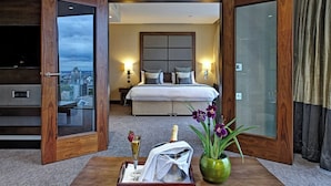 In-room safe, desk, laptop workspace, blackout drapes