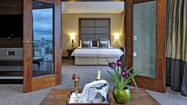 In-room safe, desk, laptop workspace, blackout curtains