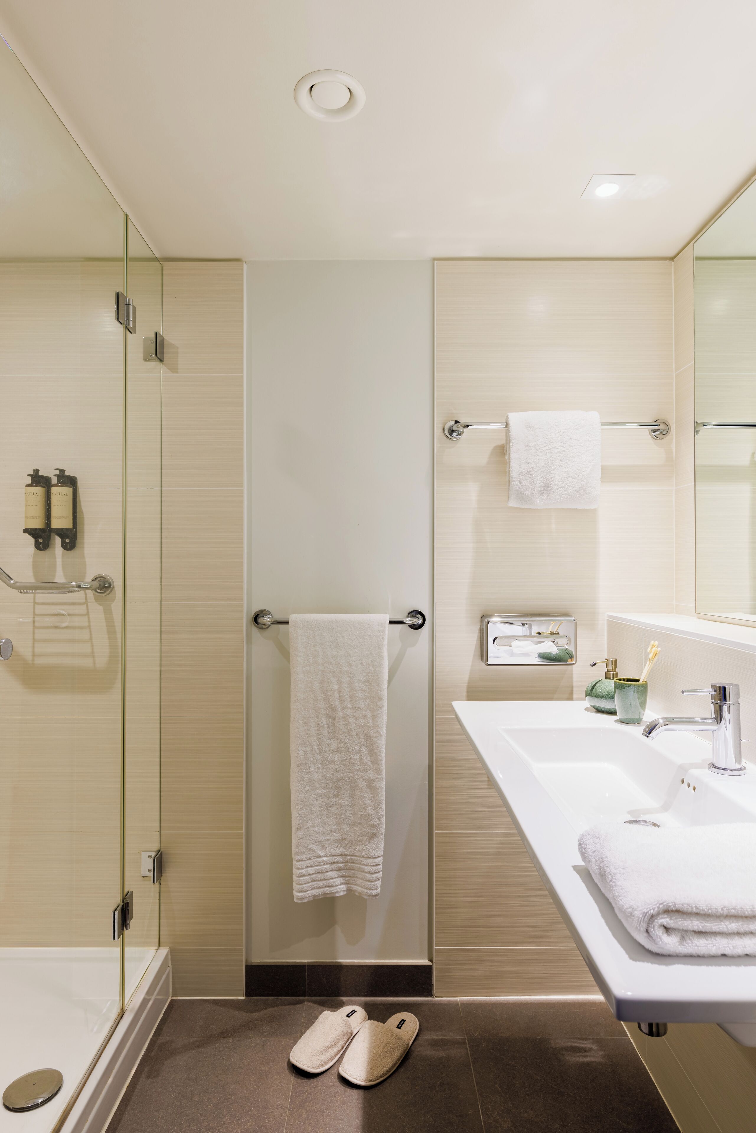 free toiletries, hair dryer, towels