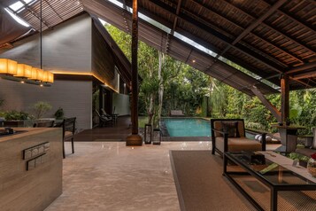 Luxury Villa, Private Pool (Imperial) | Living area | 60-inch Smart TV with satellite channels, TV, fireplace