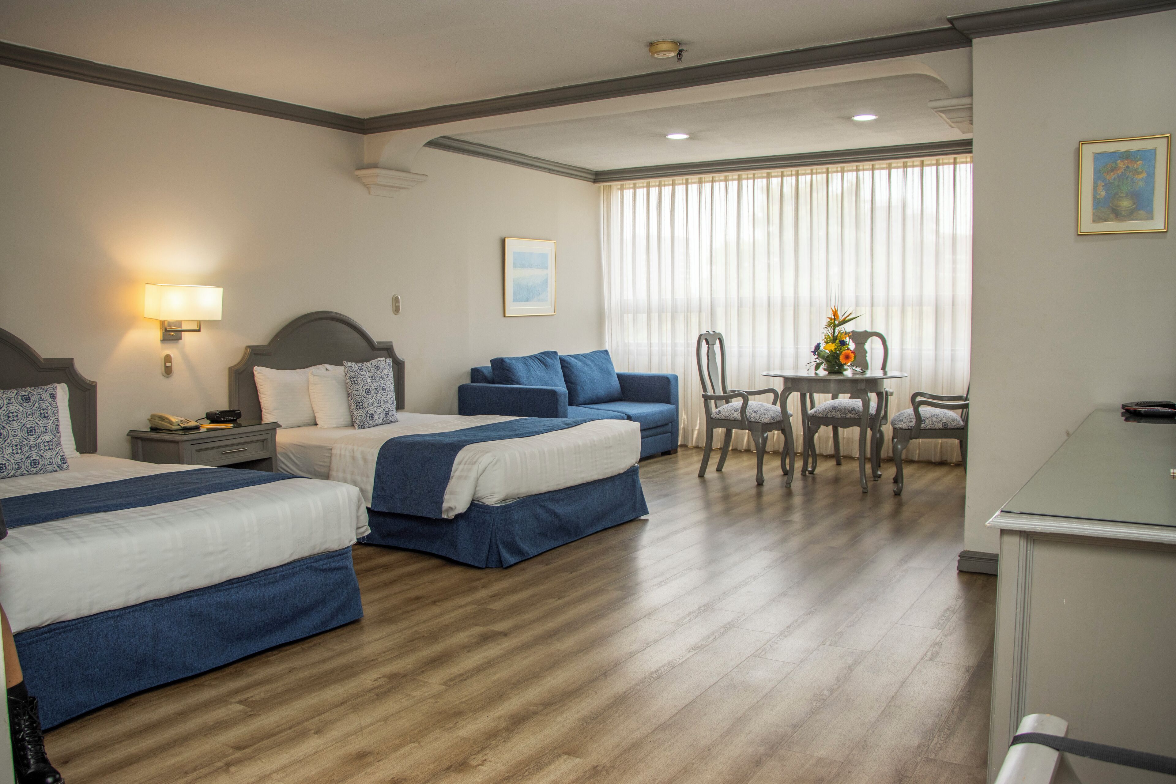 junior suite, 2 double beds, kitchenette | in-room safe, free wifi, bed sheets