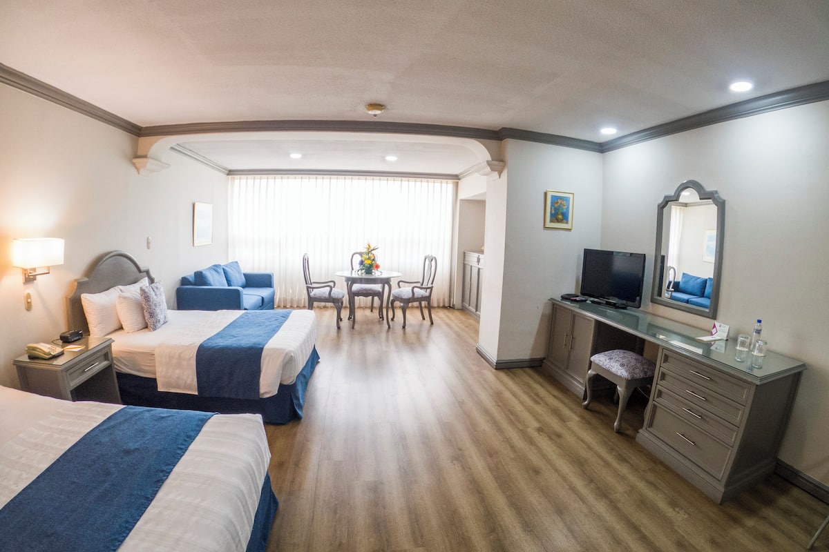 junior suite, 2 double beds, kitchenette | in-room safe, free wifi, bed sheets