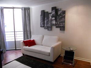 29-inch flat-screen TV with cable channels, TV