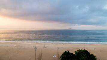 On the beach, white sand
