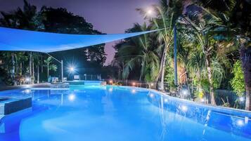 Outdoor pool, open 7:30 AM to 8:30 PM, pool umbrellas, sun loungers