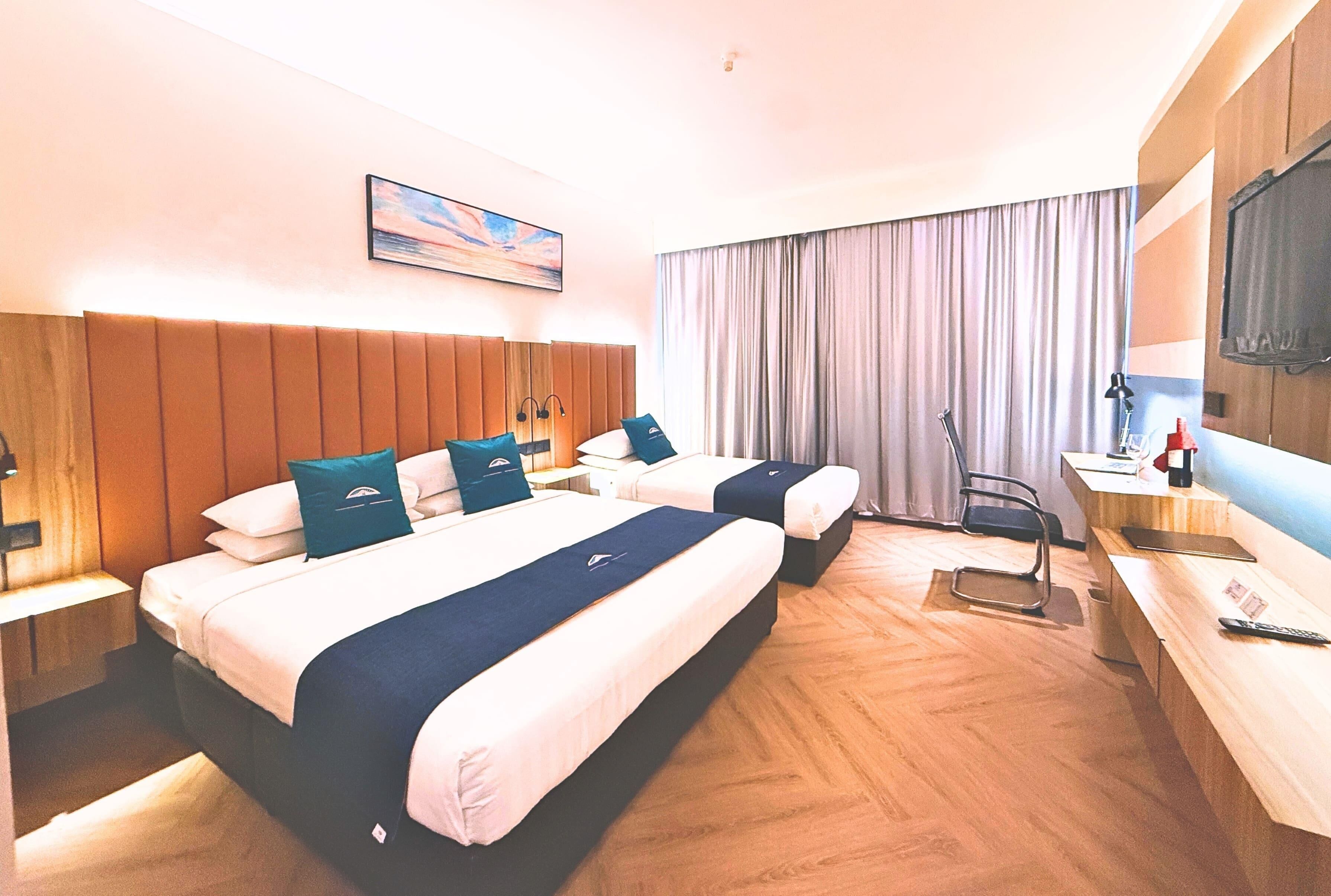 Superior Room, Multiple Beds, Non Smoking | Minibar, desk, soundproofing, iron/ironing board