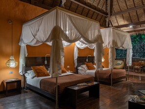 Deluxe Suite, 2 Queen Beds, Terrace, Garden View | In-room safe, desk, bed sheets