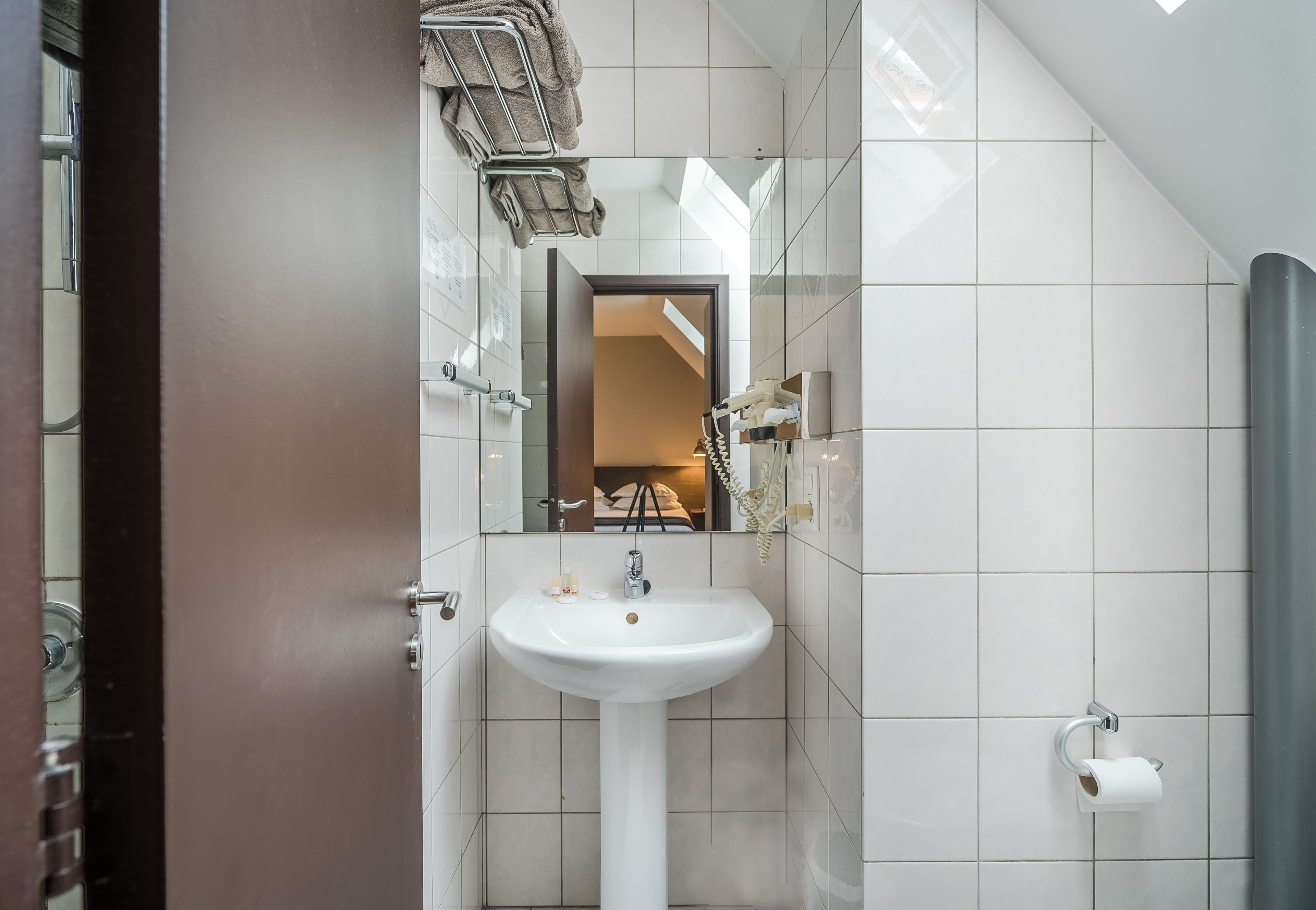 free toiletries, hair dryer, towels