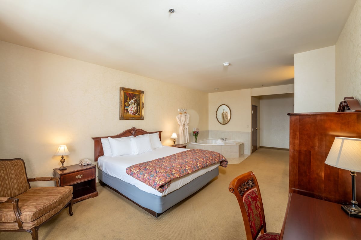 Individually decorated, desk, laptop workspace, blackout drapes