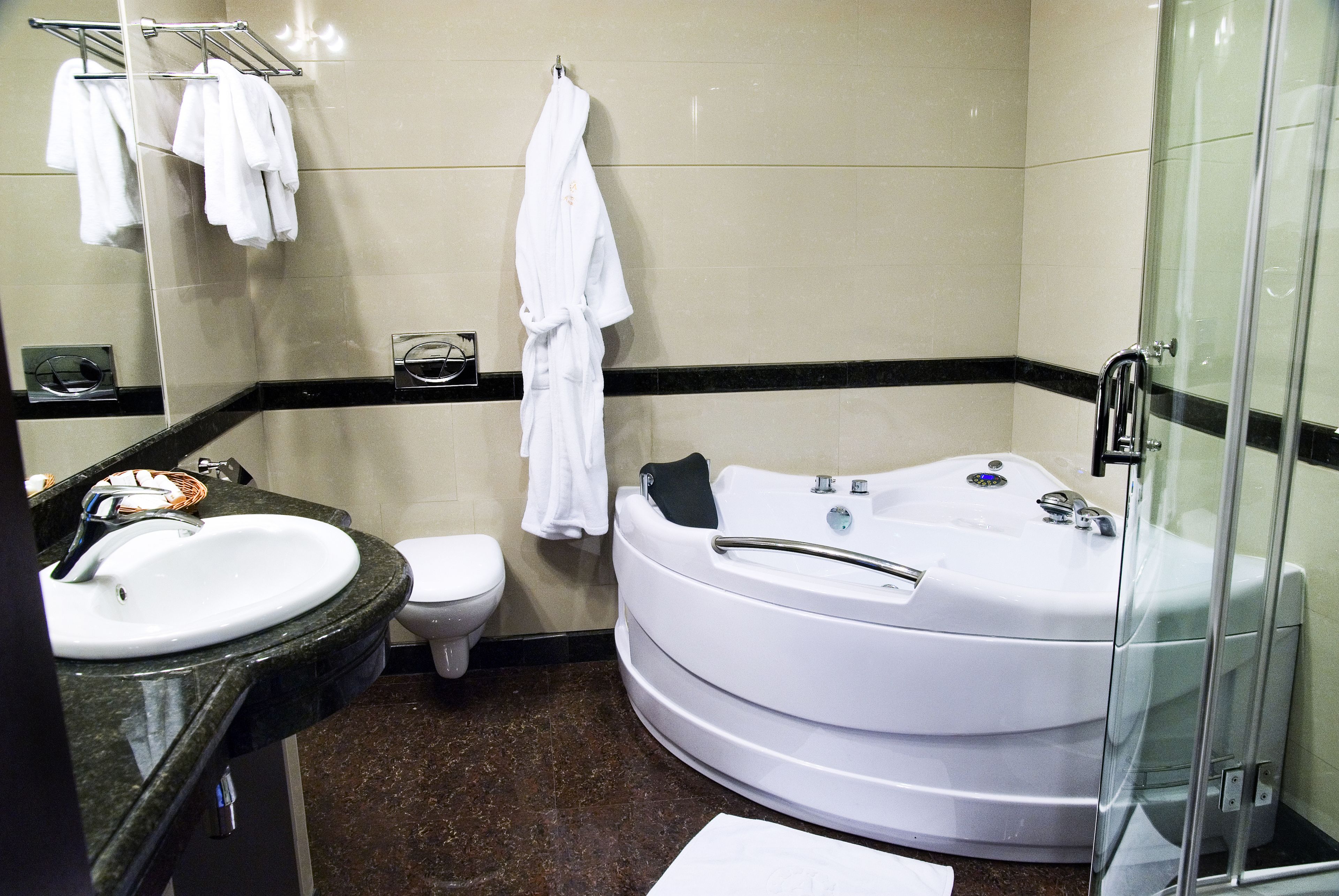 shower, free toiletries, hair dryer, dressing gowns