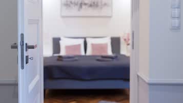 Enter a serene retreat with a comfortable bed and stylish decor.